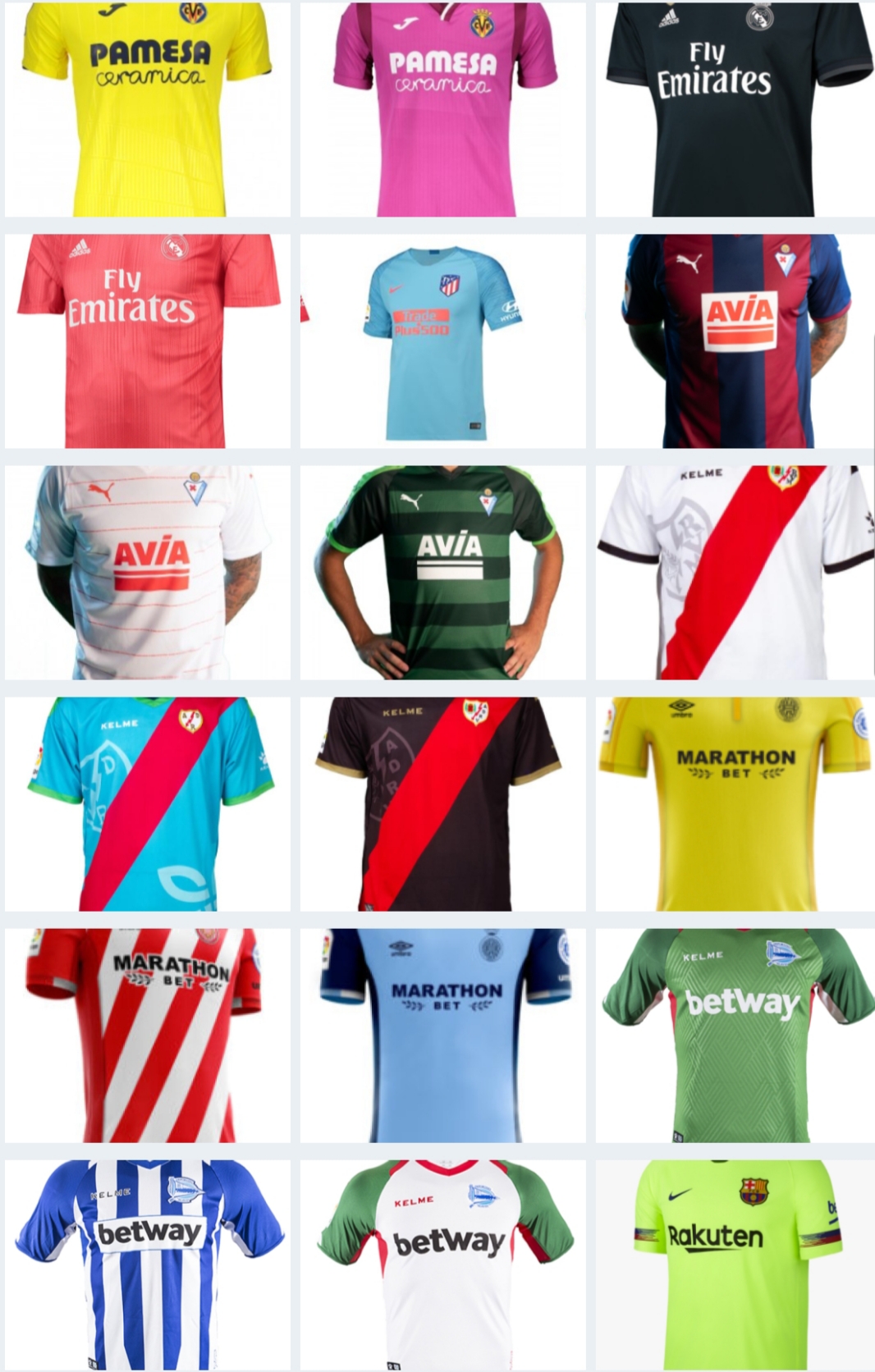 Comparativa de precios de las camisetas de la liga – Abrazo de gol